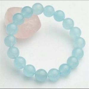 Bracelet of Aquamarine Beaded stretch 8mm